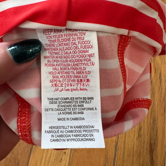 Baby Boden Red White Stripe Sun Safe Swim Hat UPF Size 2-3 Years - Picture 7 of 8